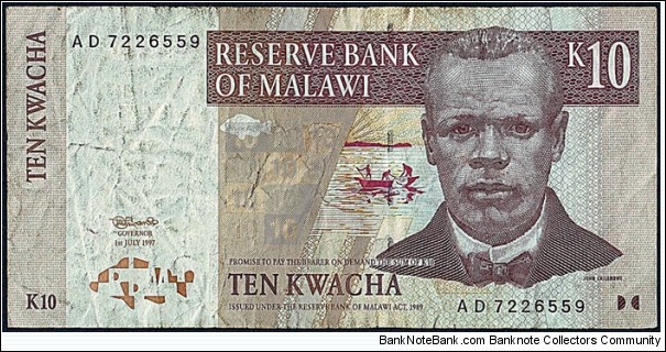 Malawi 1997 10 Kwacha. Banknote