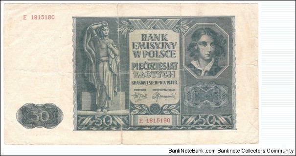 50 Zloty (Nazi occupation 1941) Banknote