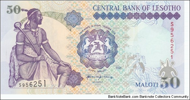 Lesotho P17d (50 maloti 2001) Banknote