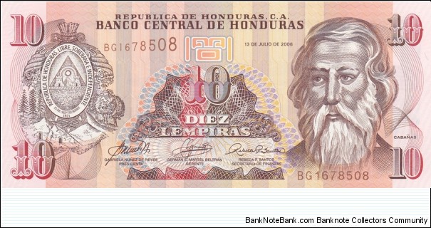 Honduras P92 (10 lempiras 2006) Banknote