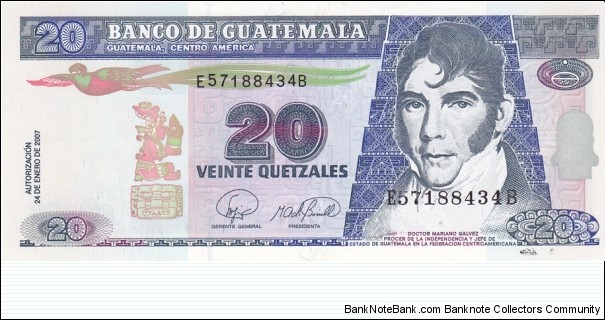 Guatemala P112 (20 quetzales 25/8-2006) Banknote