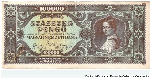 100.000 Pengo(1945) Banknote