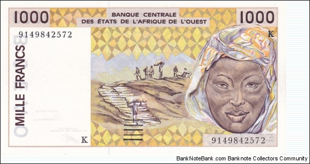 West African States (Senegal) P711Ka (1000 francs 1991) Banknote