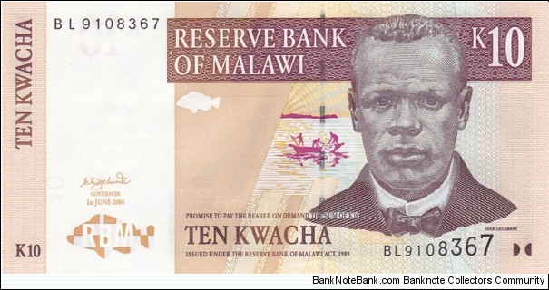 Malawi P43c (10 kwacha 1/6-2004) Banknote