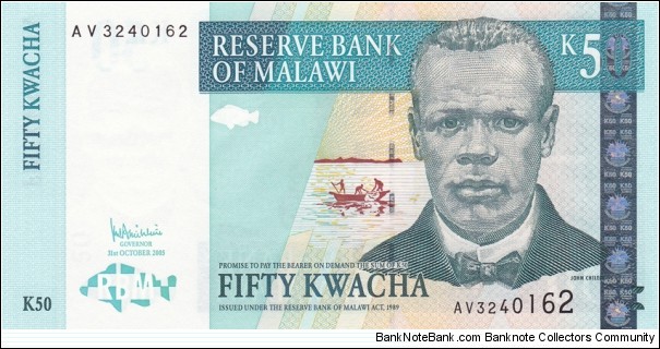 Malawi P45c (50 kwacha 31/10-2005) Banknote