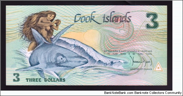 Cook Islands 1987 P-3 3 Dollars Banknote