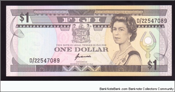 Fiji 1993 P-89 1 Dollar Banknote