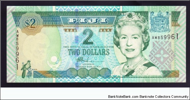 Fiji 2002 P-104 2 Dollars Banknote