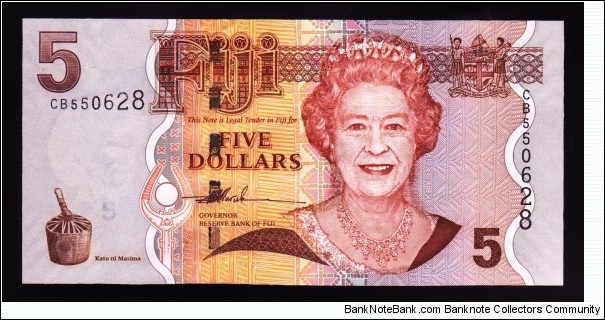 Fiji 2007 P-110 5 Dollars Banknote