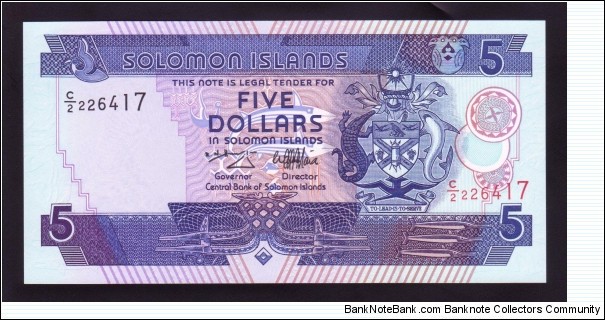 Solomon Islands 1997 P-19 5 Dollars Banknote
