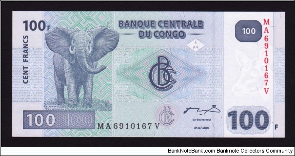 Congo Democratic Republic 2007 P-NEW 100 Francs Banknote