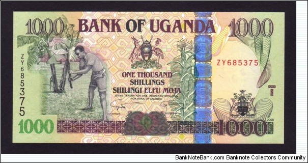 Uganda 2008 P-43b 1000 Shillings Banknote
