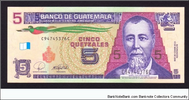 Guatemala 2008 P-NEW 5 Quetzales Banknote