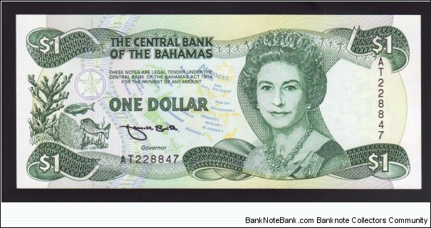 Bahamas 1992 P-51 1 Dollar Banknote