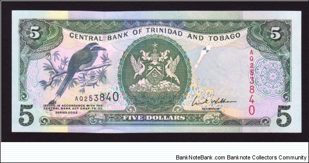 Trinidad & Tobago 2002 P-42b 5 Dollars Banknote