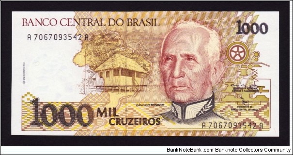 Brazil 1991 P-231c 1000 Cruzeiros Banknote