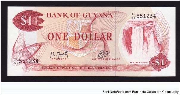 Guyana 1992 P-21g(S9) 1 Dollar Banknote