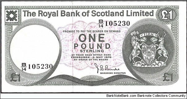 Scotland 1976 1 Pound. Banknote