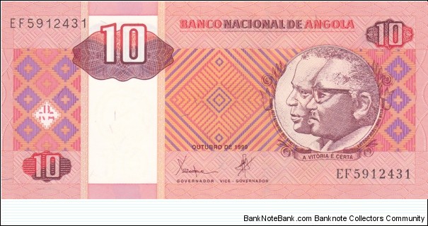 Angola P145 (10 kwanzas Oct-1999) Banknote