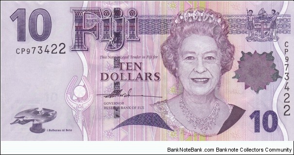 Fiji P111a (10 dollars 2007) Banknote