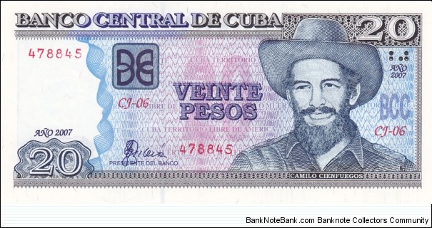 Cuba P121Ad (20 pesos 2007) Banknote