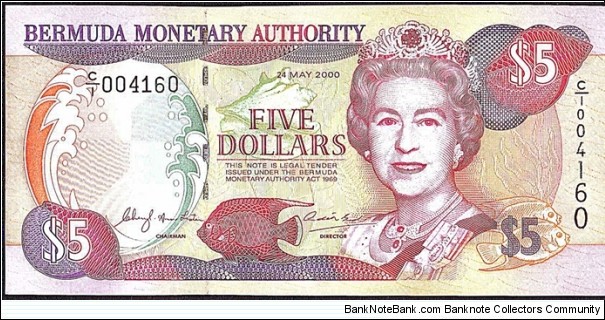 Bermuda 2000 5 Dollars. Banknote