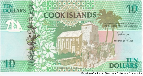 Cook Islands P8a (10 dollars ND 1992) Banknote