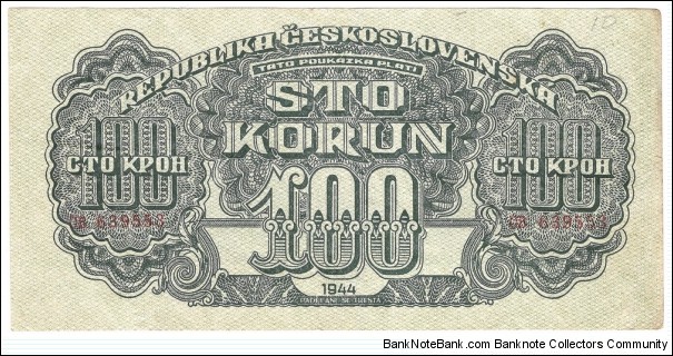 100 Korun(Czechoslovakia-Soviet Union occupation 1944)  Banknote