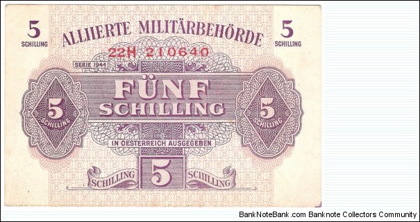 5 Schilling(Alliierte Militärbehörde 1944)  Banknote