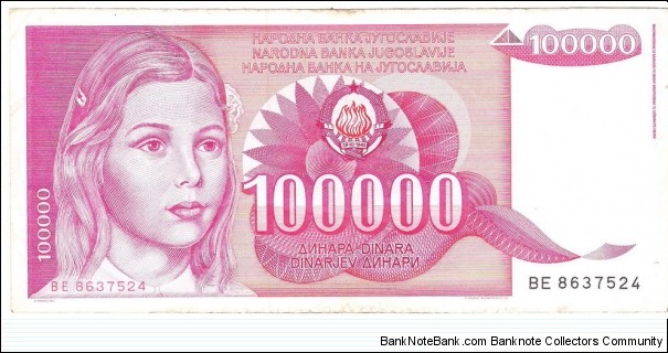 100.000 Dinara (Hard dinar)  Banknote