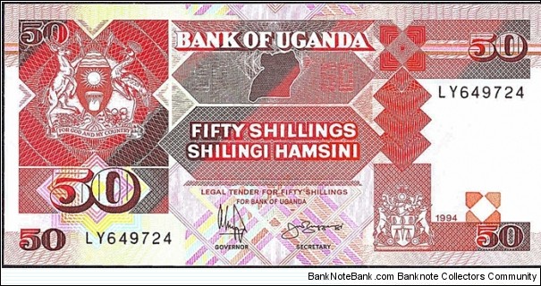 Uganda 1994 50 Shillings. Banknote