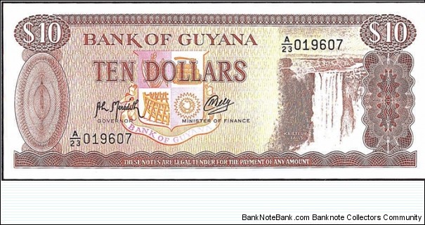 Guyana N.D. 10 Dollars. Banknote