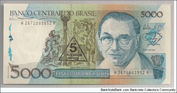 Brazil 5000 Cruzados 1988 P214. Banknote