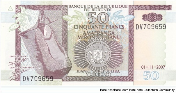 Burundi P36 (50 francs 1/11-2007) Banknote