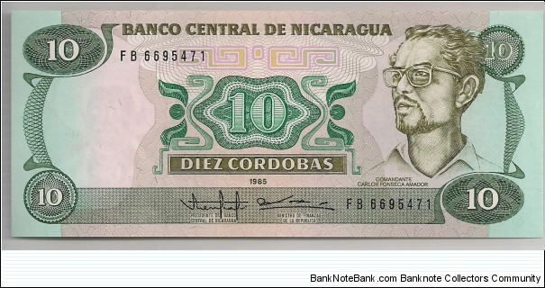 Nicaragua 10 Cordobas 1985 P151. Banknote