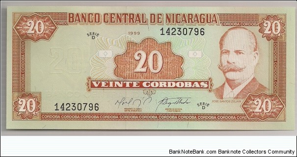 Nicaragua 20 Cordobas 1999 P189. Banknote