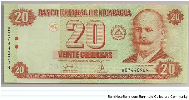 Nicaragua 20 Cordobas 2006 P196. Banknote