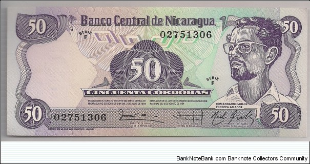 Nicaragua 50 Cordobas 1984 P140. Banknote