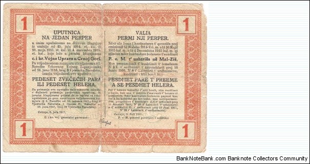 Banknote from Montenegro year 1917