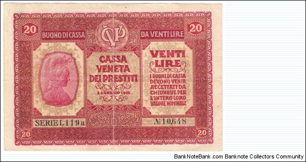 20 Lire(Austrian occupation of Venice 1918) Banknote
