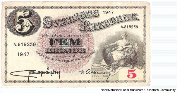 5 Kronor(1947) Banknote