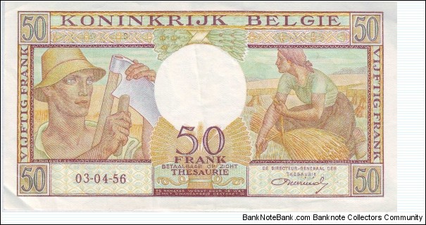 Banknote from Belgium year 1956