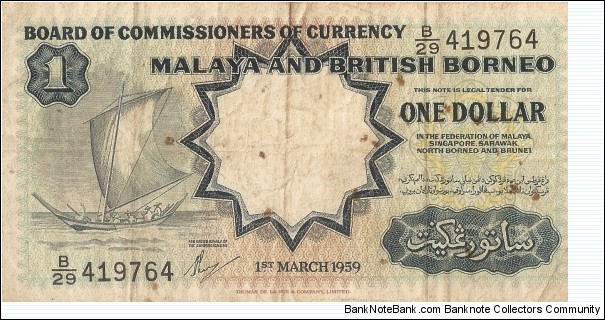 Malaya and British Borneo
1 Dollar Banknote
