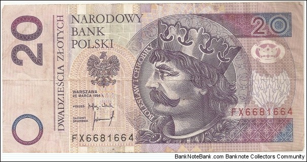 20 Polish Zloty Banknote
