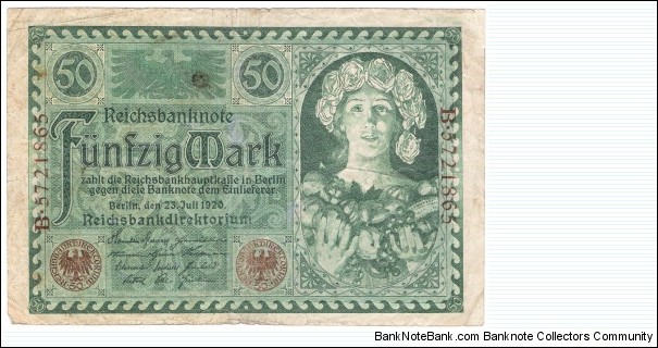 50 Mark(Weimar Republic 1920)  Banknote
