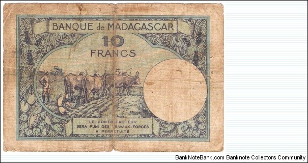 Banknote from Madagascar year 1937