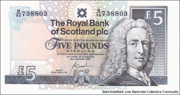 Scotland P352d (5 pounds 20/1-2005) The Royal Bank of Scotland Banknote