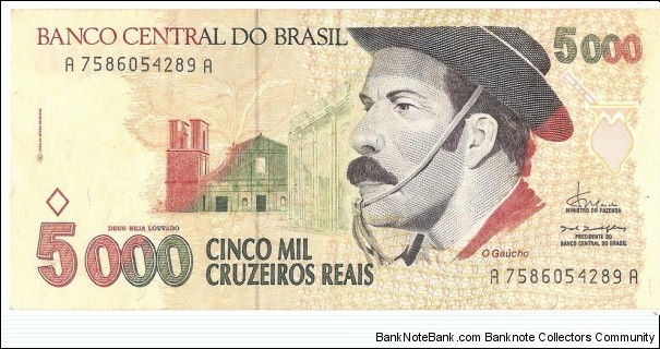5000 Cruzeiros Reais Banknote