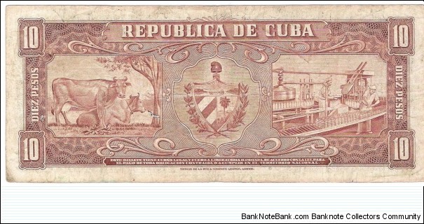 Banknote from Cuba year 1958