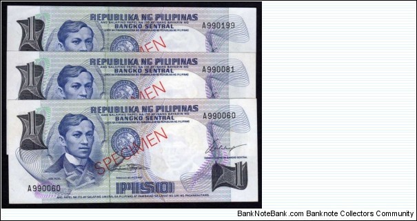 The 1969 issue is referred to as the Pilipino Issue.These are specimens generated by the bank for bank customers. Banknote